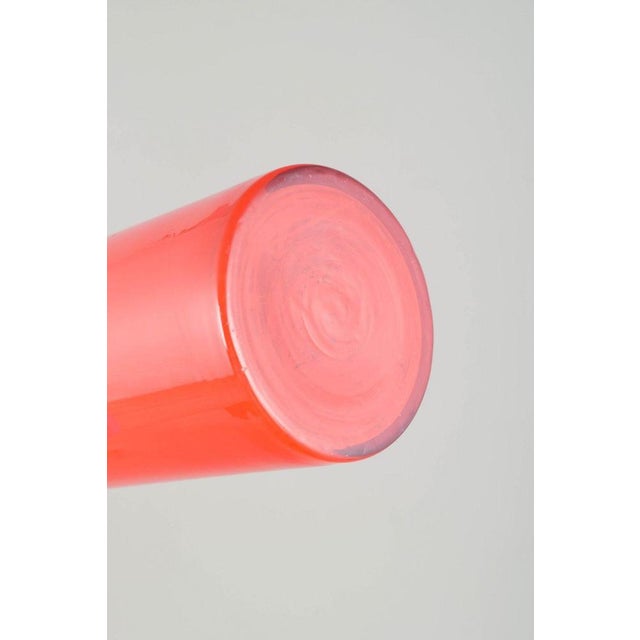 Tall Swedish Cylindrical Orange Art Glass Vase, 1970s For Sale - Image 4 of 5