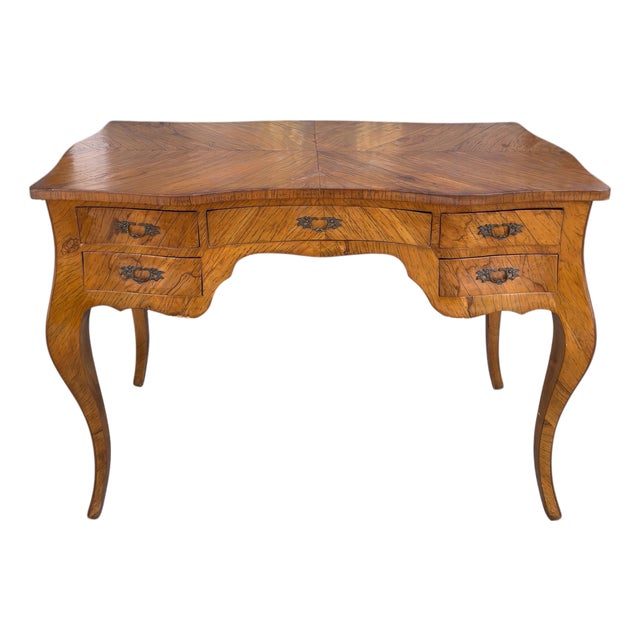 French Louis XV Style Kingwood Bombay Writing Table Desk For Sale