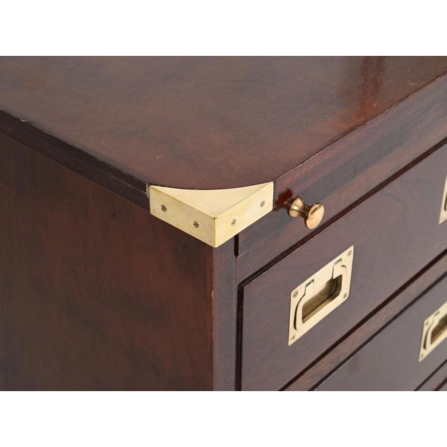 Campaign Style Nightstands in Wood and Brass, 1950, Set of 2 For Sale - Image 12 of 15