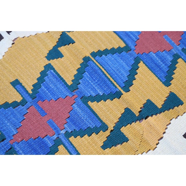 1970s Farmhouse Style Hand Knotted Geometric Design Accent Oushak Kilim Rug For Sale - Image 4 of 10