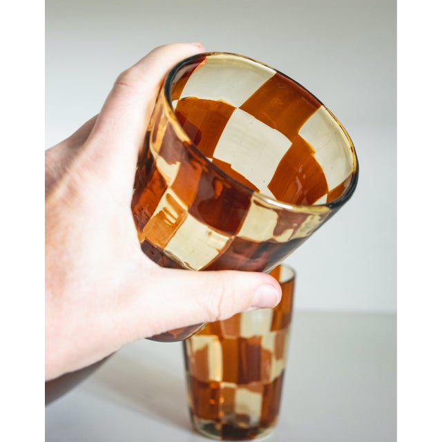 Brown Vintage Glasses by Mariana Iskra, 2004, Set of 2 For Sale - Image 8 of 15