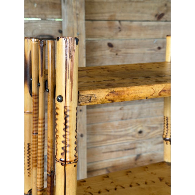 Victorian 19th Century Victorian Aesthetic Movement Burnt Bamboo Etagere Shelf For Sale - Image 3 of 12