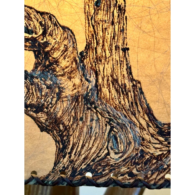 Wood 1950s Cerused Oak Lamp With Fiberglass Shade For Sale - Image 7 of 9