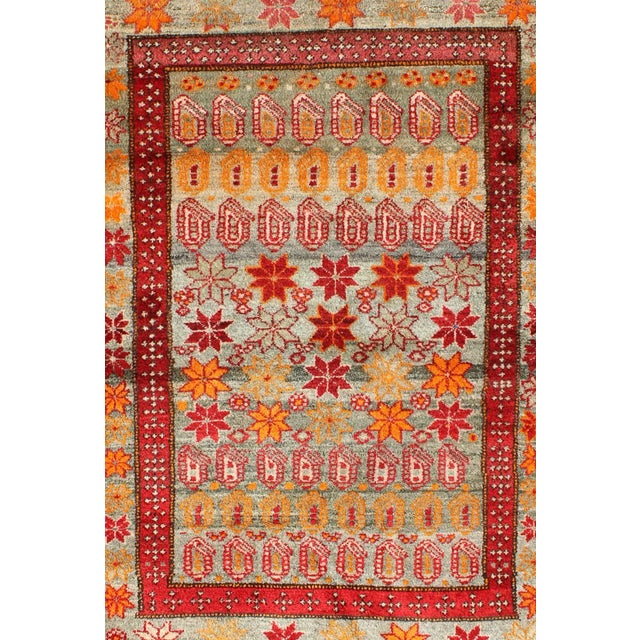 Antique Persian Hamadan Rug With Colorful Star Motif and Repeating Medallion For Sale - Image 4 of 12