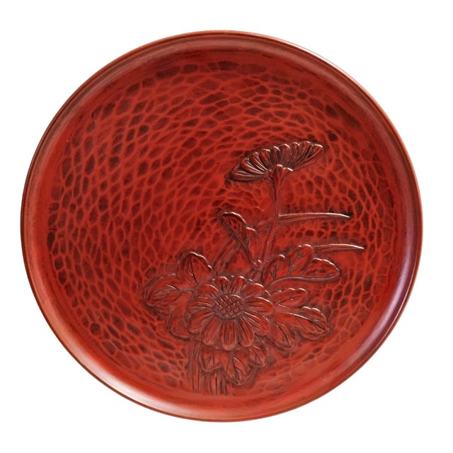 Mid 20th Century Japanese Kamakura-Bori Carved Lacquer Trays - Pair For Sale - Image 4 of 9