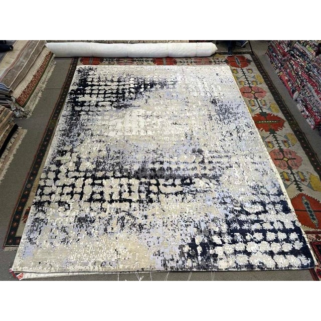 Contemporary Nepalese Abstract Rug in Wool, 10' X 14' For Sale - Image 4 of 5