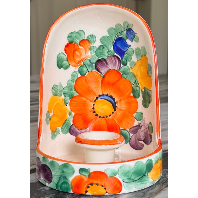 1930's Ditmar Urbach Hand Painted Chamberstick Candle Holder For Sale - Image 10 of 18