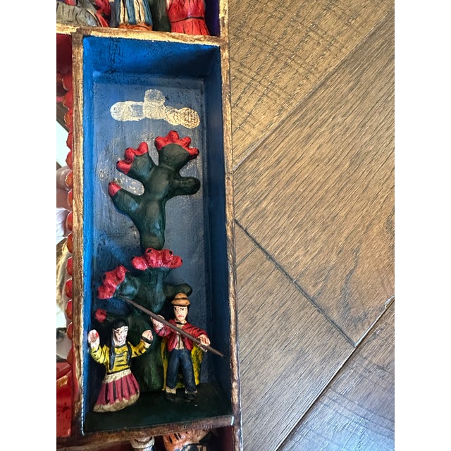 Vintage Peruvian Retablo Alejandro Chavez Little Carnaval Folk Art Mirror Signed For Sale In Atlanta - Image 6 of 6