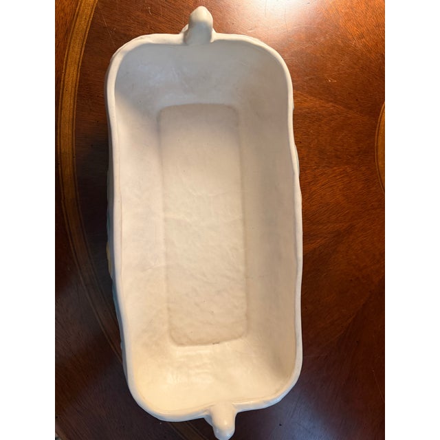 1940s Hull Pottery Open Rose / Camellia Console Bowl W/ Dove Handles "116-12" Art Deco - Rare For Sale - Image 11 of 15