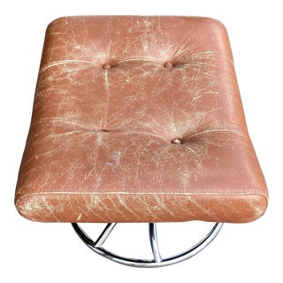 1970s Vintage Leather Ottoman For Sale