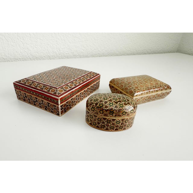 Persian Mid 20th Century Persian Mosaic Boxes - Collection of Three For Sale - Image 3 of 7