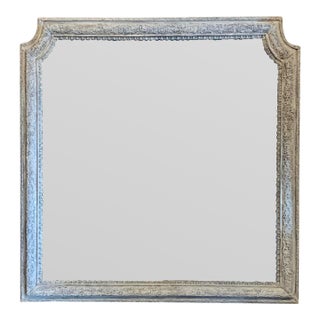 18th Century French Grey Painted Carved Oak Pier Mirror / Over Mantel Mirror For Sale