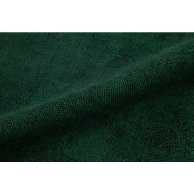 1940s 1940s Overdyed Persian Green Wool Rug With Medallion Floral Design For Sale - Image 5 of 11