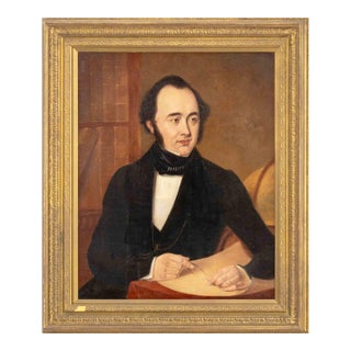 Illegibly Signed Portrait of a Man Oil on Canvas, 1844 For Sale