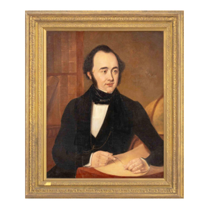 Illegibly Signed Portrait of a Man Oil on Canvas, 1844