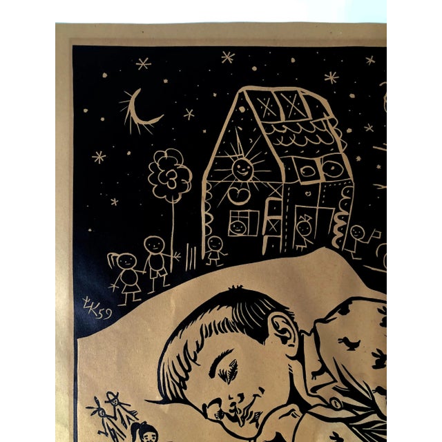 Linocut from Lubomir Kellenberger, Slovakia, 1959 For Sale - Image 3 of 7