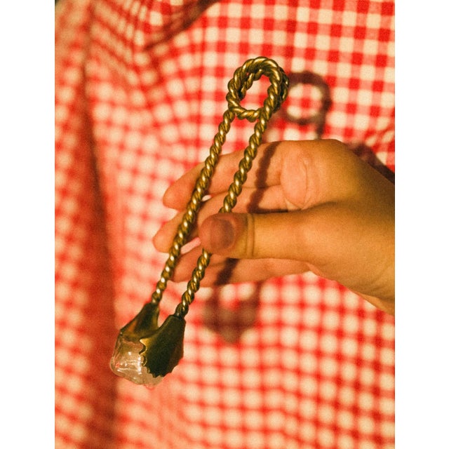 Vintage Twisted Brass Serving Tongs, 1940 For Sale - Image 6 of 7