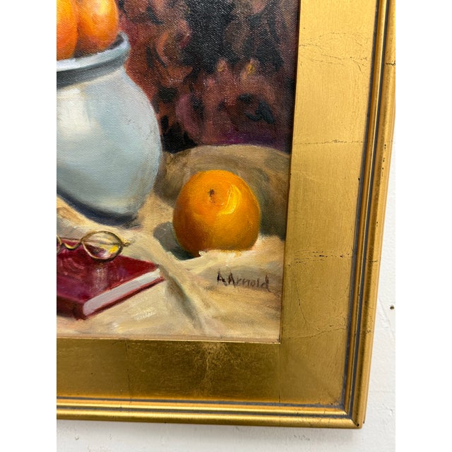 Ann Arnold Custom Framed Oil on Canvas of Still Life For Sale - Image 12 of 12