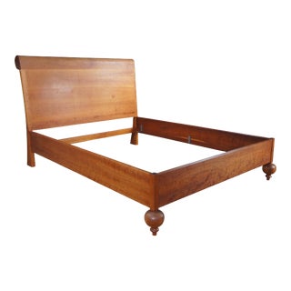Handcrafted Vermont Cherry Biedermeier Style Queen Size Sleigh Bed Frame For Sale