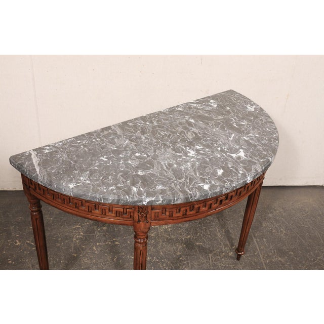 Wood Early 19th C. French Marble Top Demi-Lune For Sale - Image 7 of 12
