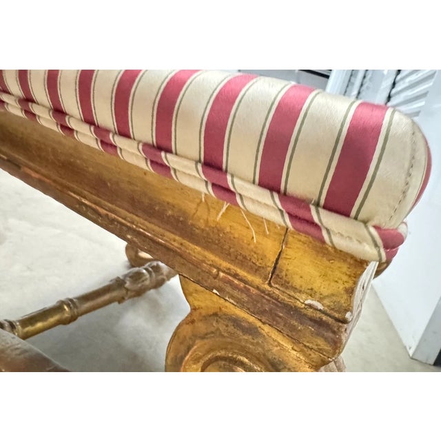 Antique French Empire Curule Vanity Foot Stool Seat W Pillows For Sale - Image 10 of 16