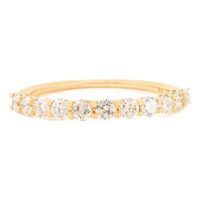 Brilliant Cut Diamond Half Eternity Wedding Band Ring in 14k Yellow Gold Size 7 For Sale