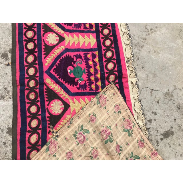 Suzani Boho Wall Hanging Fabric / Table Runner - 9' x 1'4" For Sale In Los Angeles - Image 6 of 7