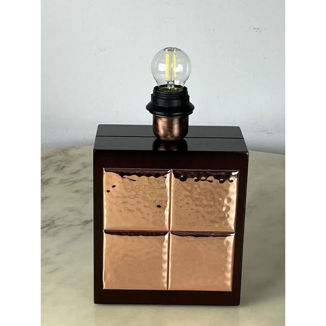 Italian Table Lamp in Walnut and Copper, 1990s For Sale - Image 10 of 13