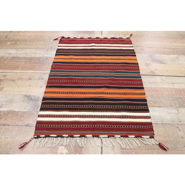Textile Vintage Persian Shiraz Striped Kilim Rug - 02'03 X 03'04 For Sale - Image 7 of 9