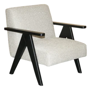 Lounge Chair with Beech Wood Frame and Oatmeal Fabric