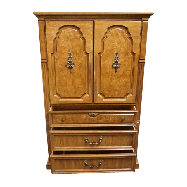 Brown Thomasville Furniture Serenade Collection Burled Walnut Italian Neoclassical Tuscan Style 40" Armoire 21211-340 For Sale - Image 8 of 16