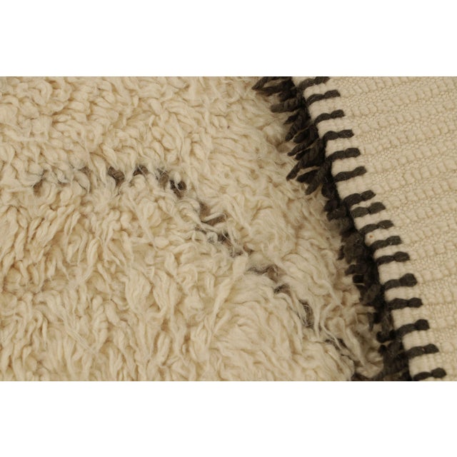 Vintage Moroccan Style Rug in White With Brown Geometric Patterns, From Rug & Kilim For Sale - Image 9 of 9