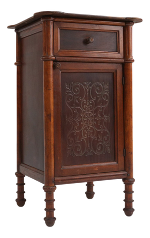 Art Deco Sculptural Nightstand in Dark-Stained Wood, Belgium, 1930s