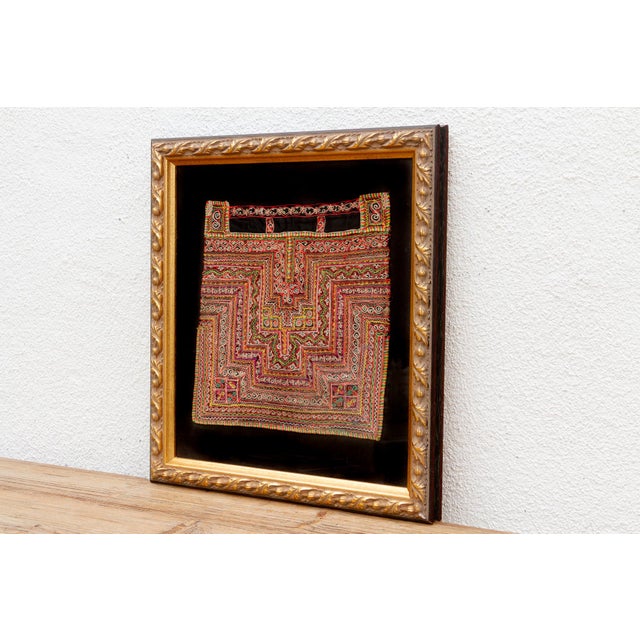 19th Century Antique Hmong Baby Carrier Framed Textile For Sale - Image 5 of 10