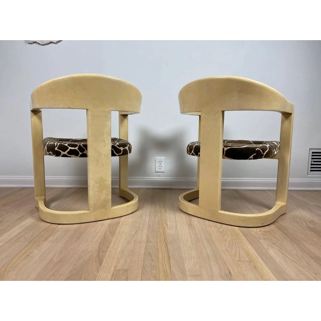1980s 1980s Karl Springer Onassis Goatskin Chairs - A Pair For Sale - Image 5 of 6