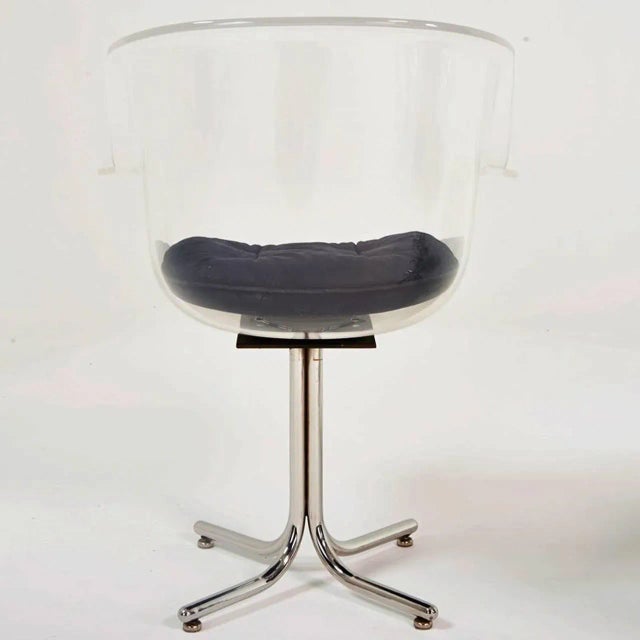 Mid-Century Modern Lucite and Chrome Chairs by Leon Rosen for Pace Collection - Set of 6 For Sale - Image 3 of 5