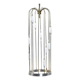 Late 20th Century Mid-Century Modern Lightolier Gold Colored Brass Waterfall Raindrop Bird Cage Lamp For Sale