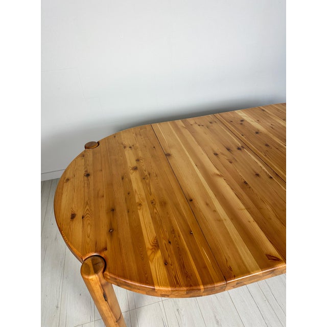Vintage Round Extendable Pine Dining Table, 1980s For Sale - Image 6 of 10
