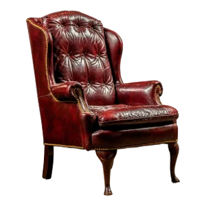 1980s Vintage Tufted Wingback Armchair in Oxblood
