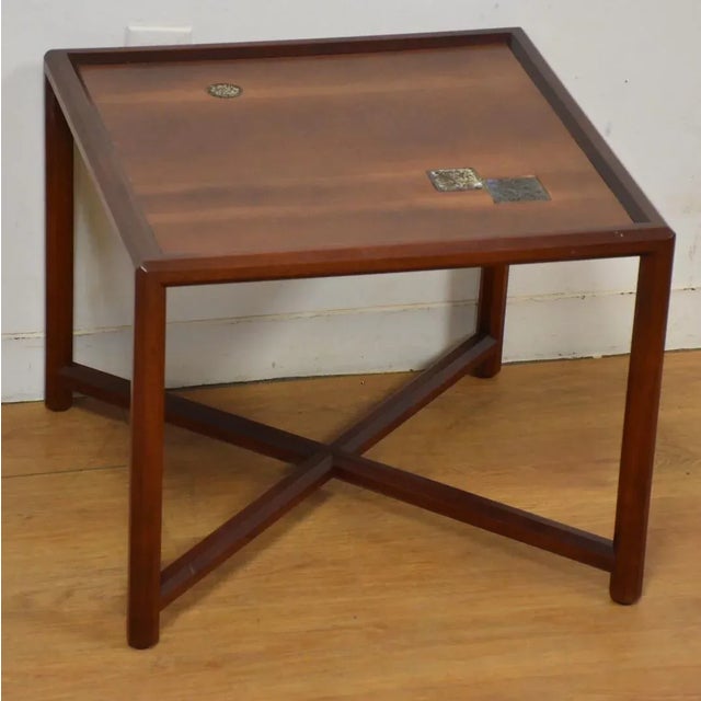 This superb end table was designed by Edward Wormley for Dunbar c. 1958 with raised tiles which were made by Gertrud &...