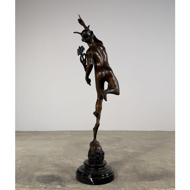 Large Bronze Mercury (Hermes) Sculpture After Boschetti – 31” Tall, Classical Grand Tour For Sale - Image 10 of 10