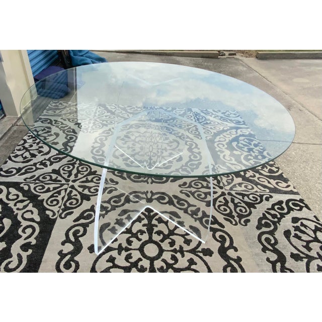 Mid 20th Century Lucite Glass Top Dining Table For Sale - Image 5 of 11