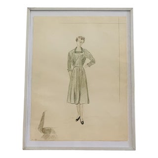 Berthe Duquaine, Figurative Composition, 1950s, Pencil on Paper For Sale
