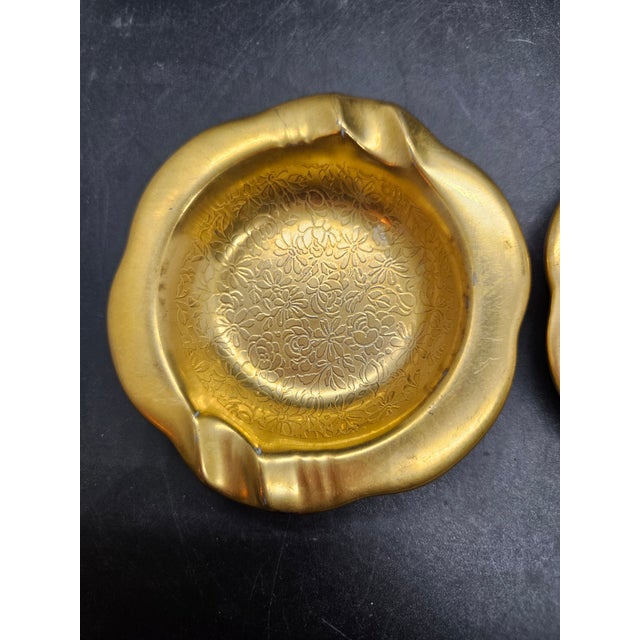 Art Nouveau Vintage Pickard Ashtray Gold With Floral Pattern 4 1/2" #135 ~ Mint For Sale - Image 3 of 4