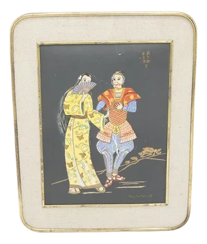 Framed Japanese Print Depicting First Date, Early 1900s