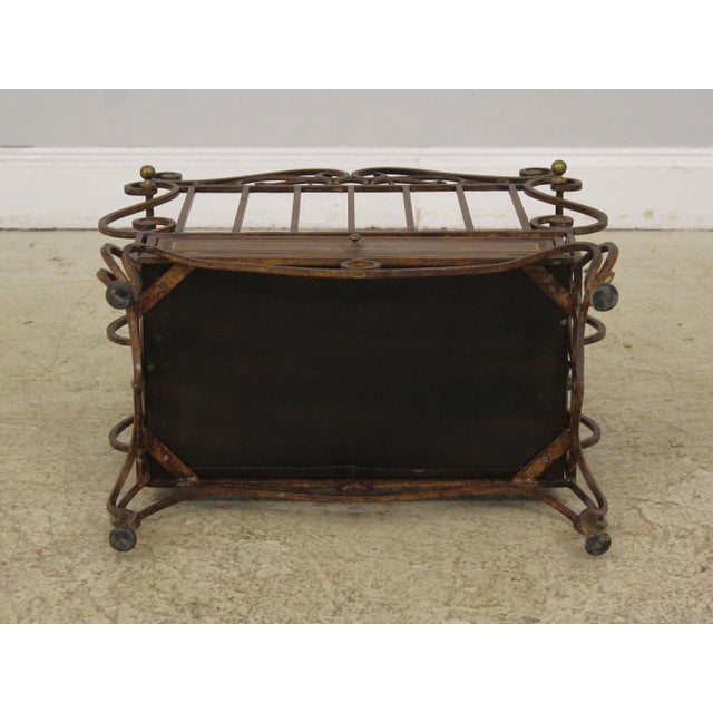 Wrought Iron & Leather Wrapped Magazine Rack For Sale - Image 12 of 13
