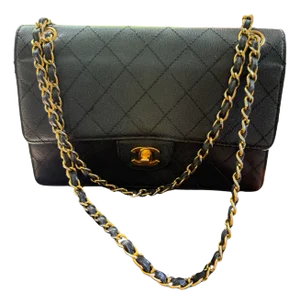 Vintage Rare Original Chanel Medium Classic Flap – Navy Blue Caviar Leather