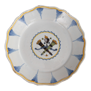 18th Century Nevers Hunting Trophy Polychrome Tin-Glazed Faïence Plate