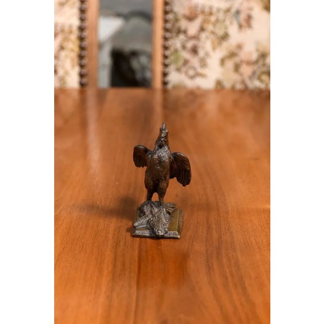19th Century French Cast Bronze Rooster Sculpture with Wings Extended Backwards For Sale - Image 10 of 12