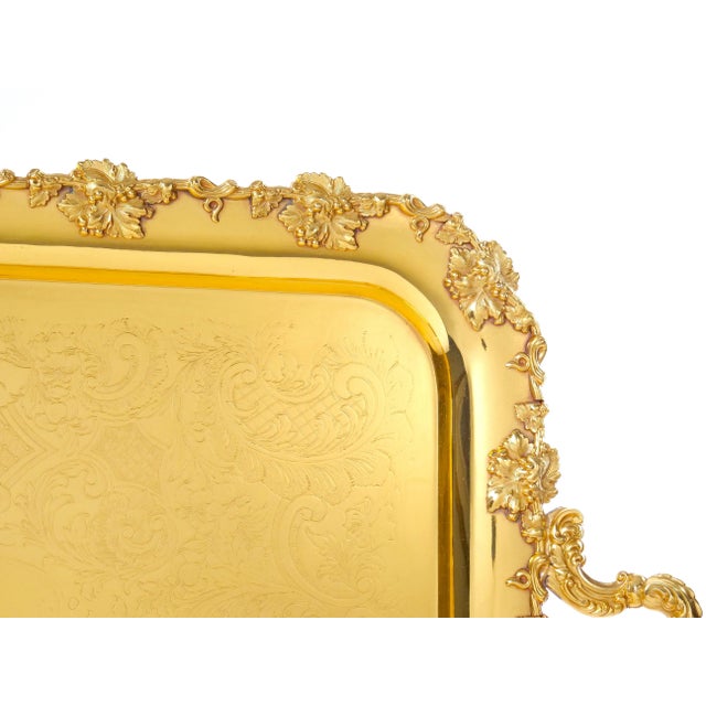 Very Large Gilt English Silver Plate Serving Tray in the Georgian Style For Sale In New York - Image 6 of 12